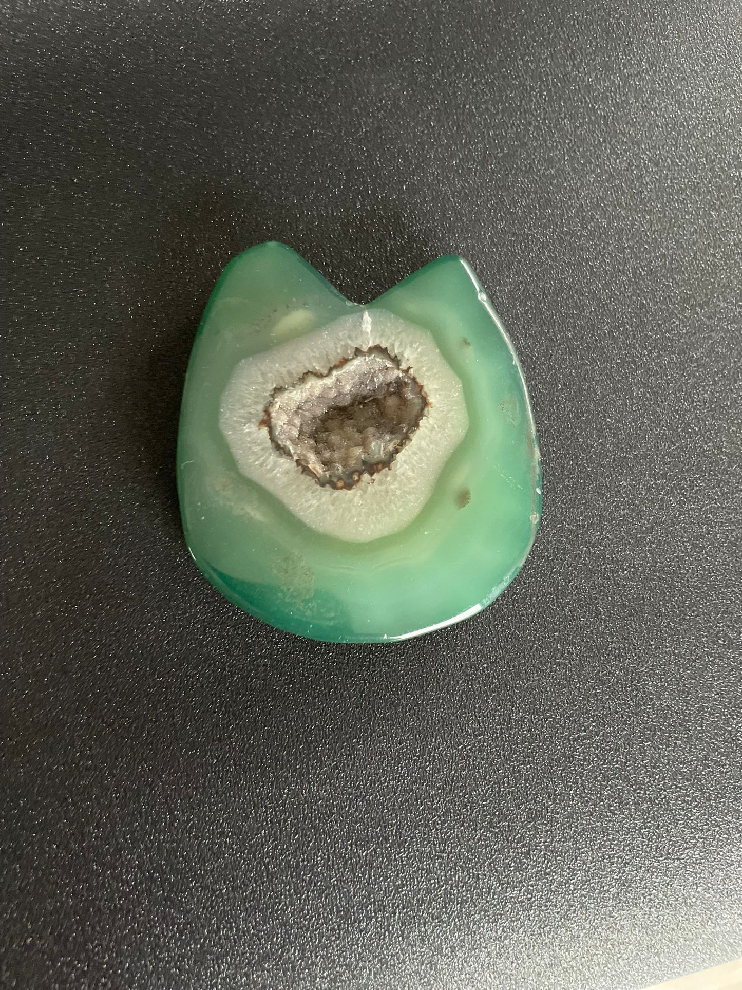 Agaatschijf kat groen